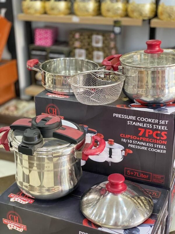 Cocotte 7 Pcs 5 + 7 L en inox 18/10 Sinarco