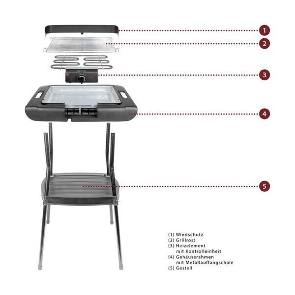 Barbecue Grill électrique sur pieds Bomann BQS 2244 CB Noir – Image 4