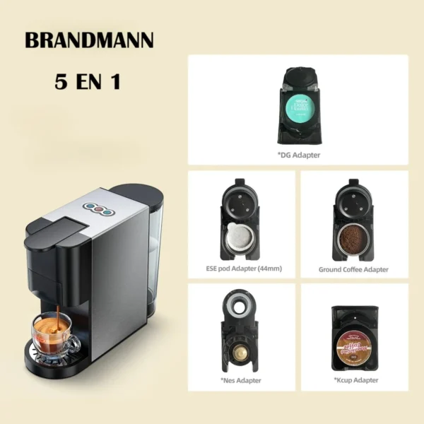 Machine a Café INOX Multi-Capsules 5 En 1 -1450W – 19 Bar 0.8L Brandmann – Image 2