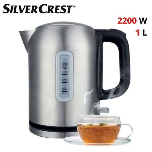 Bouilloire Electrique Sans Fil En Inox SilverCrest - 1 L 2200 W - KE02403A-GS