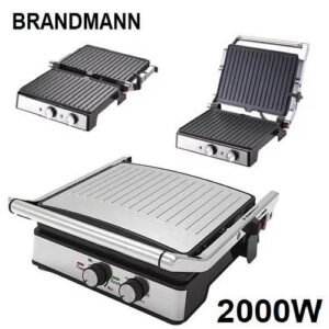 Grill & Pannini Electrique XL en inox 2000W BRANDMANN BR-SM-002
