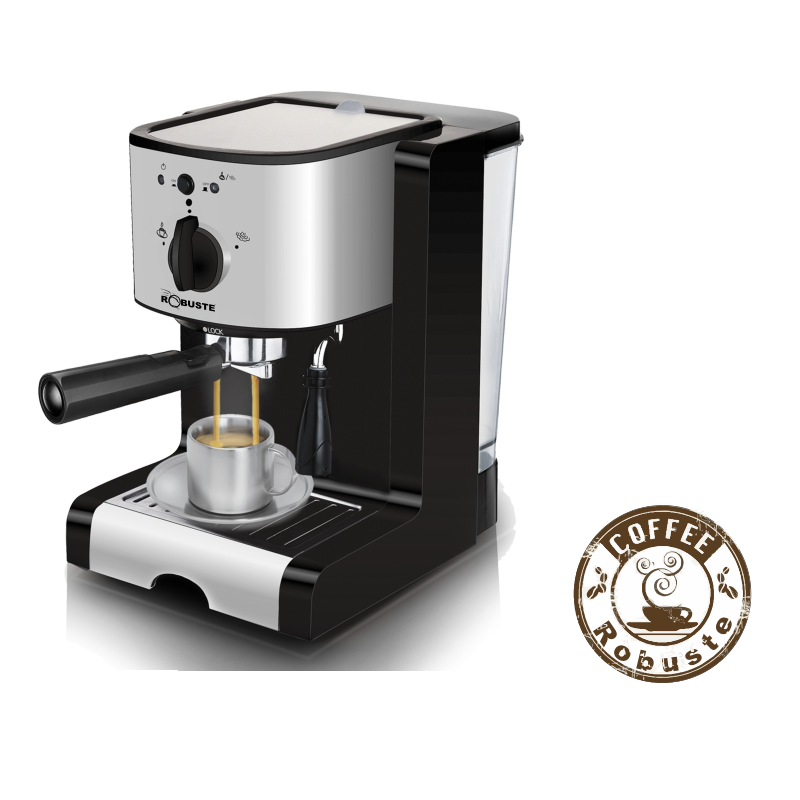 Machine à café a Bras inox 15 bar 1350W 1.25L Café Poudre Robuste CBI15B