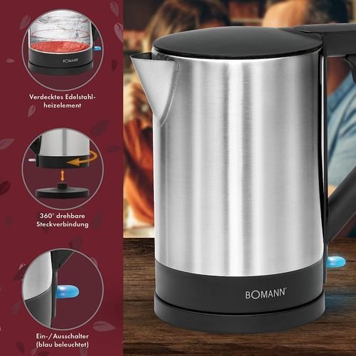 Bouilloire Electrique 1,5 L 2200 W Bomann Wks-3002 noir-inox – Image 4