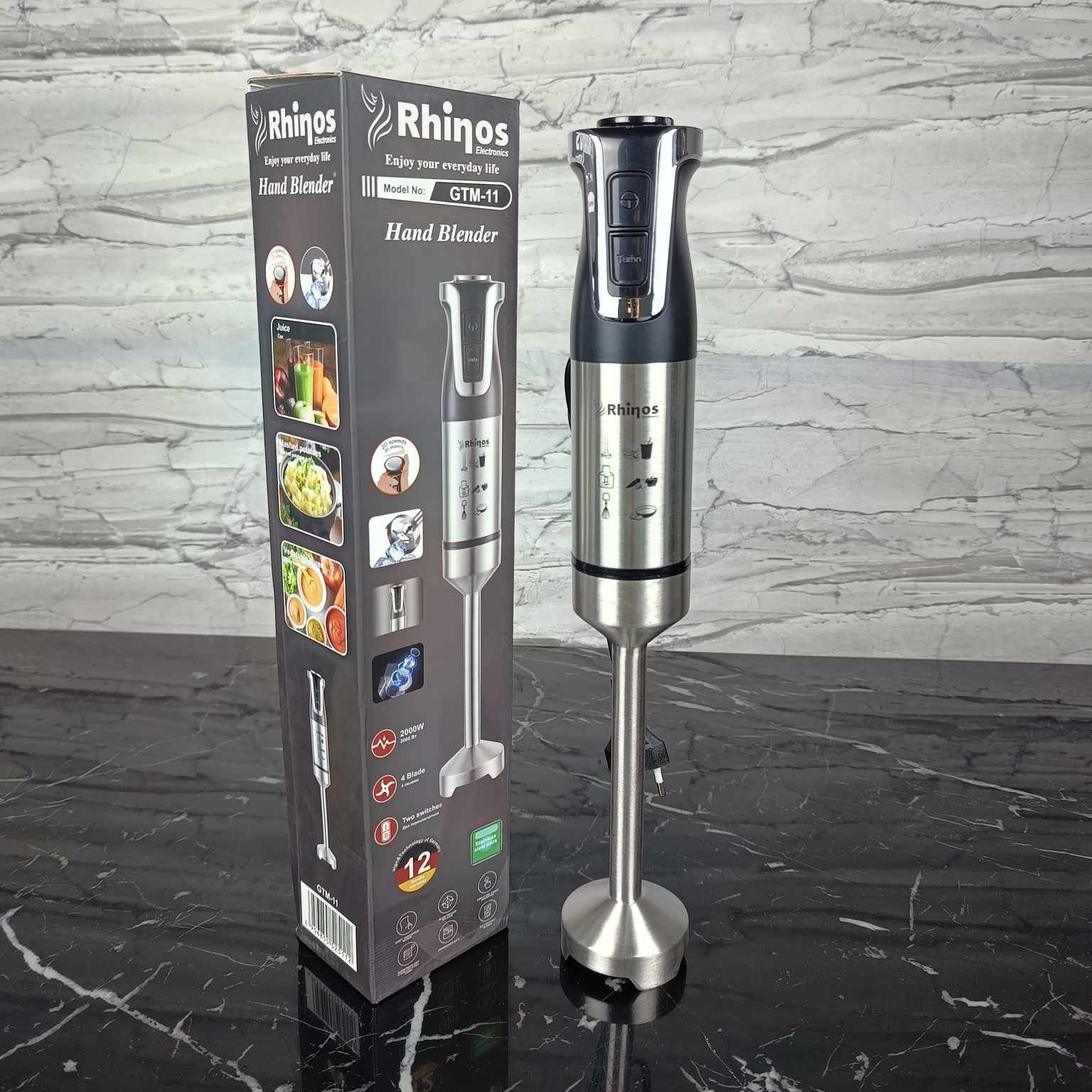 Pack de cuisine Rhinos ( Bras Mixeur inox 04 Lames 2000W + Batteur inox 600W ) – Image 2