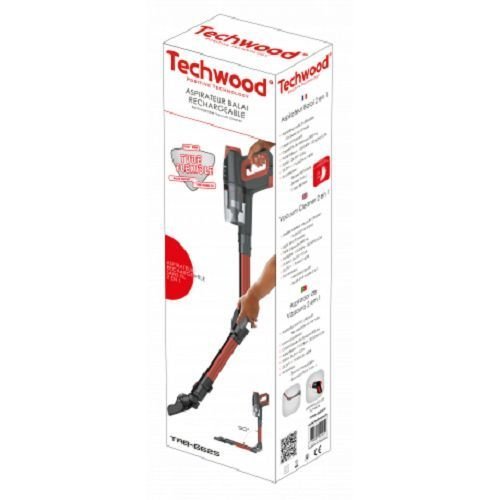 Aspirateur Balai Sans Fil 2 En1 Techwood Tab 6625 Rouge et Noir – Image 7