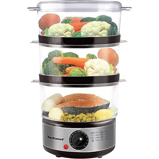 Cuiseur a vapeur INOX 3 Panier - 400 W - 6 L- TCV-364 Techwood
