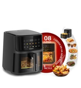 Airfryer 8 Litres 2000W Tactile Avec Fenêtre Robuste AF8