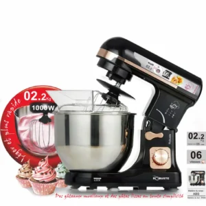 Robot Pétrin inox 5L 1000 W 06Vitesses Noir Robuste PK2