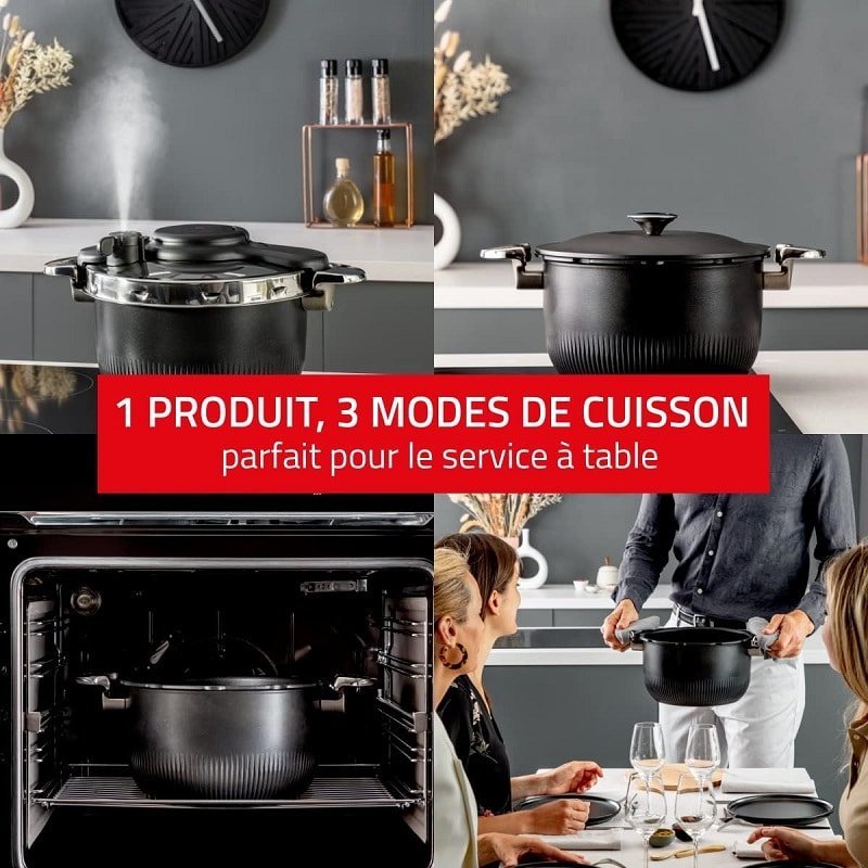 Cocotte minute Cipso Tempo 6L inox noir Seb P4810700 – Image 3
