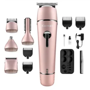 Tondeuse Cheveux Sans Fil 10en1 Kemei KM-1015 Rose
