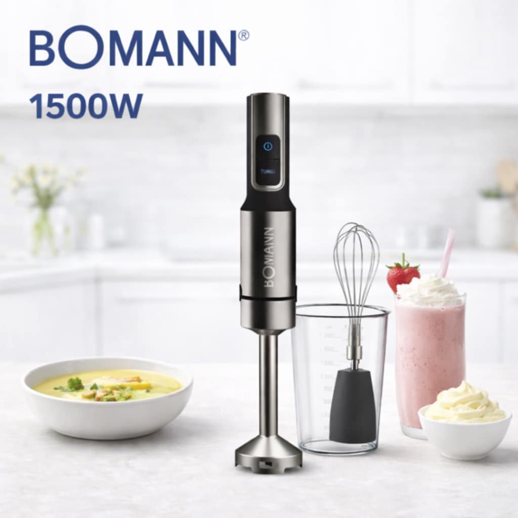 Bras Mixeur inox 2En1 - 1500 W - 4 Lames Bomann SM 6128 CB