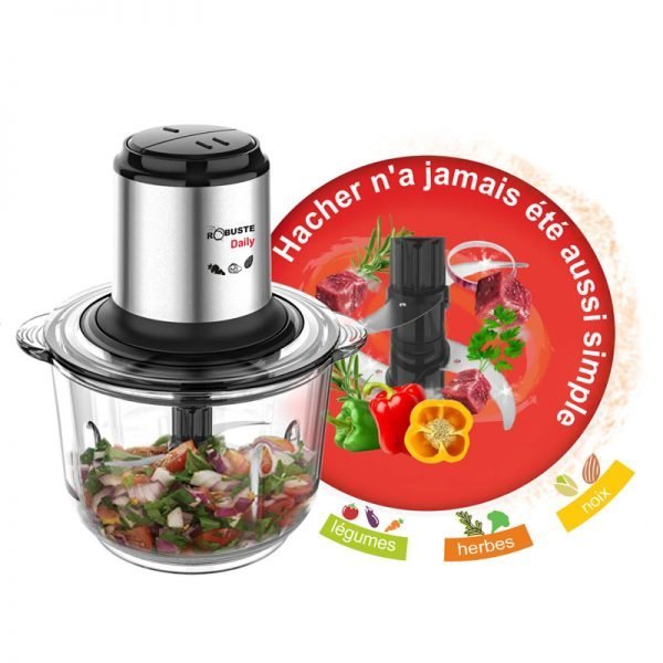 Hachoir en verre 2L 4 Lames 400W Robuste DAILY