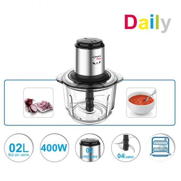 Hachoir en verre 2L 4 Lames 400W Robuste DAILY – Image 2
