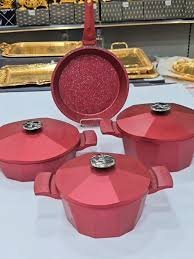 Batterie de cuisine 7 pcs granite haute qualité OMS Rouge – Image 2