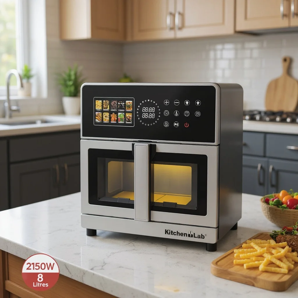 AirFryer inox XL 8L 2150W Double Résistances Avec 10 Programmes 200° KitchenLab KL131DJW