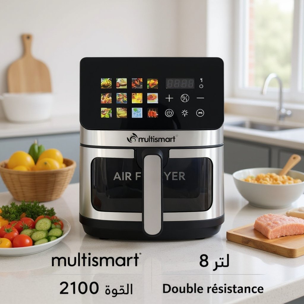 AirFryer inox 8L Double Résistance 1800W MultiSmart MS-AF4018