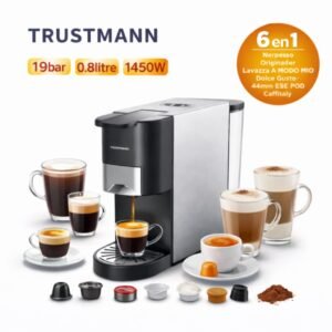 Machine à Café inox Multi Capsules 6 en1 – 1450W 19 Bar TRUSTMANN TM-MC-4001