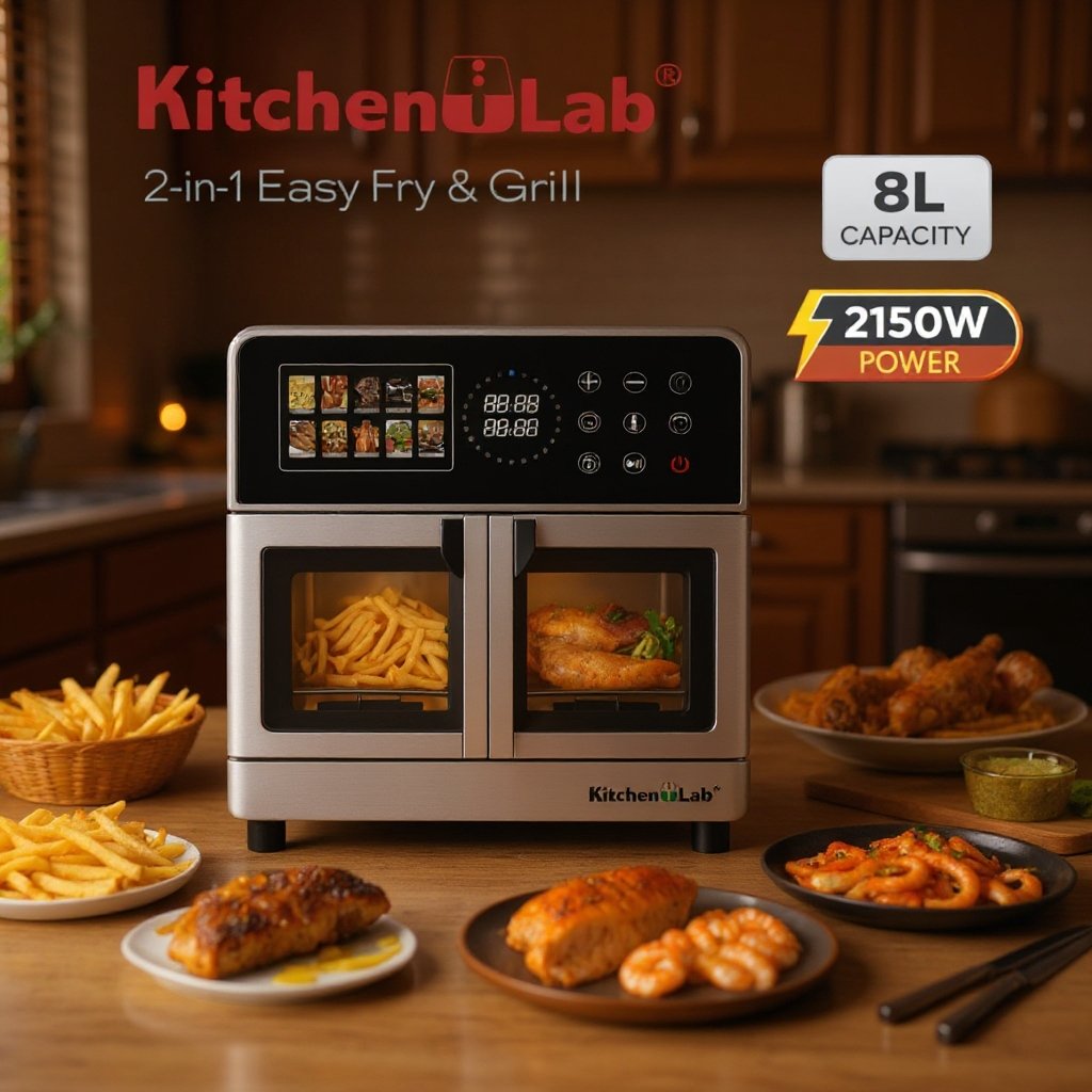 AirFryer inox XL 8L 2150W Double Résistances Avec 10 Programmes 200° KitchenLab KL131DJW – Image 4