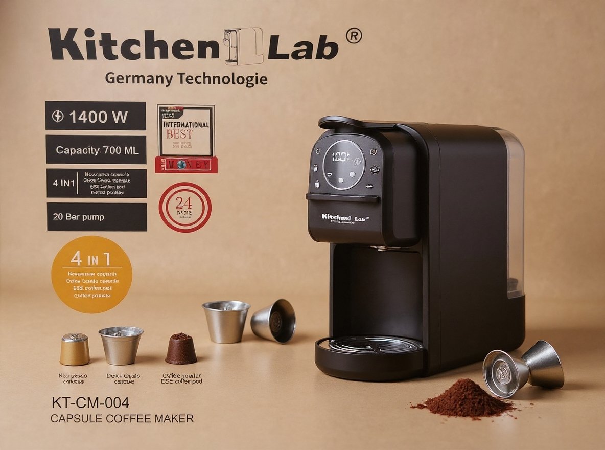 Cafetière 4 en 1 Multi-Capsules 20 Bar 1400W KITCHEN LAB ecron – SA ...