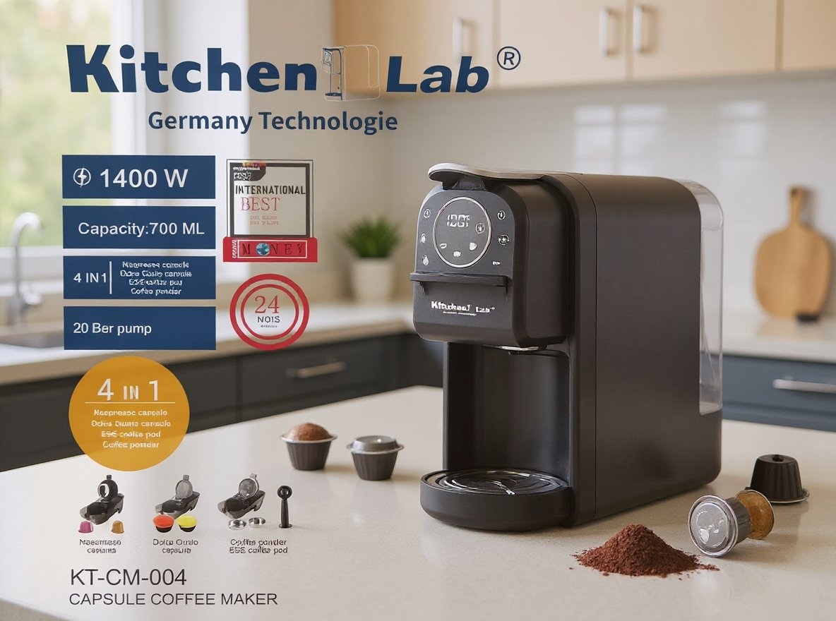 Cafetière 4 en 1 Multi-Capsules 20 Bar 1400W KITCHEN LAB ecron – SA ...