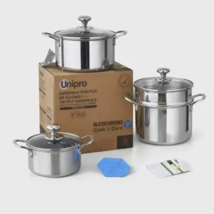Ensemble 03 marmites +couscoussier – tous feux induction 18+22+24 cm Unipro Original