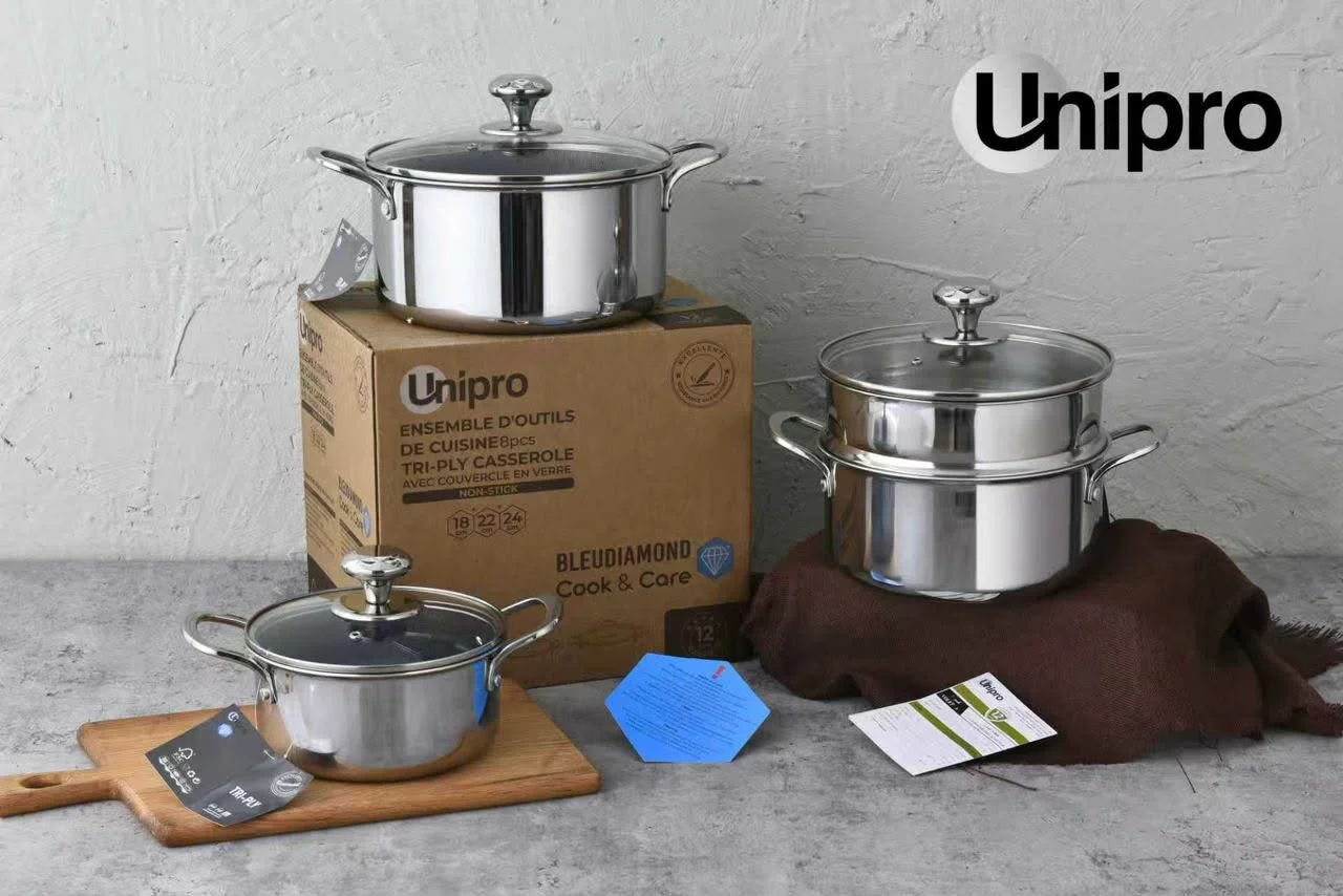 Ensemble 03 marmites +couscoussier – tous feux induction 18+22+24 cm Unipro Original – Image 2