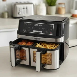 Air fryer SONASHI France 2 bacs 10 litres 2600WATT, écran digital + cadeau bouteil d’huile. REF SAF 106