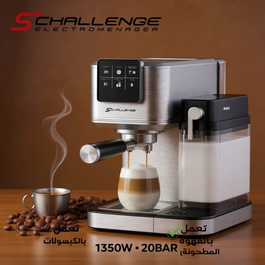 Machine à café S challenge 3en1 cappuccinos capsule poudre 1350w 20 bar 027cm – Image 3