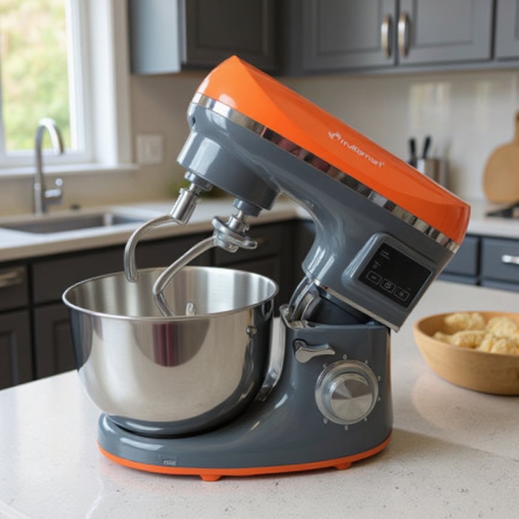 Pétrin Double Crochet Multismart 6.2L 1500W 3Kg – oronge/gris MS-SM2206 – Image 4