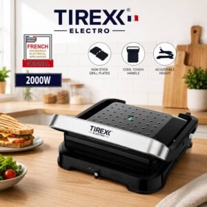 Panineuse ET Grill À Viande Électrique inox XXL 2000W Ouverture De 90° Et 180° Tirex PNN5000 OU 3000 NOIR/GRIS