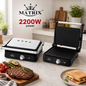 Gril Et Panineuse Saine En Inox Avec Ouverture À 180° 2200W Matrix MX-6011