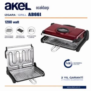 Barbecue électrique 1200 W résistance et grille Akel izgara grill AB 661