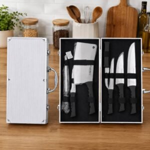 Mallette de Couteaux de Cuisine Haut de Gamme en Acier Inoxydable – 7 Pièces