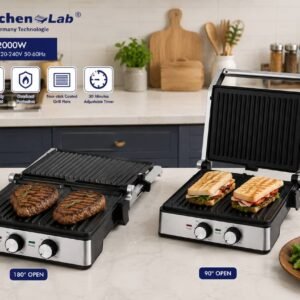 Panineuse inox XL 2000W Ouverture De 90° Et 180° KitchenLab KT-SM-002