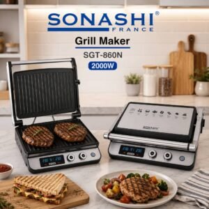 Panineuse inox XL 2000W Ouverture De 90° Et 180° Sonashi SGT-860N