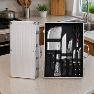 Mallette de Couteaux de Cuisine Haut de Gamme en Acier Inoxydable – 7 Pièces
