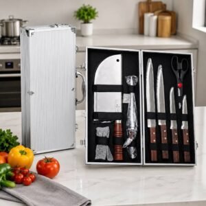 Mallette de Couteaux de Cuisine Haut de Gamme en Acier Inoxydable – 8 Pièces