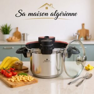 Cocotte Minute 8L + Cuite a vapeur  inox 18/10 Robuste