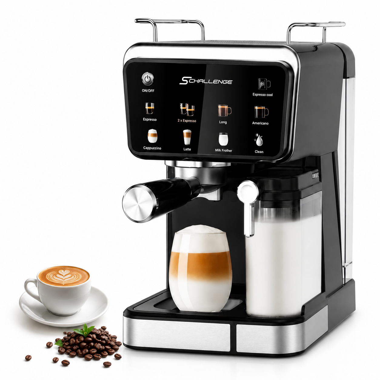 Machine A Café inox Digital 20 Bar ” Café Poudre + Cappuccino ” Schallenge AMB-022CM – Image 2