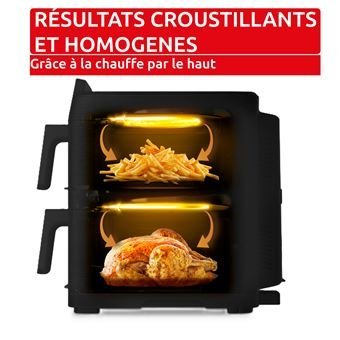 Friteuse À Air Double Tiroir Vertical 10L Cuisson Simultanée Et Technologie EvenFry Moulinex EZ7568F0 – Image 4