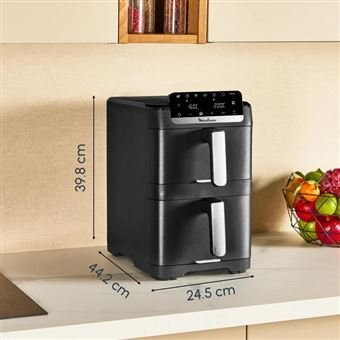 Friteuse À Air Double Tiroir Vertical 10L Cuisson Simultanée Et Technologie EvenFry Moulinex EZ7568F0 – Image 2