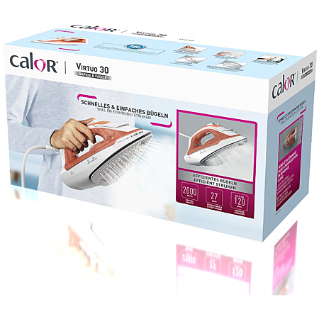Fer À Repasser À Vapeur 2000W 240mL Avec Chauffe Rapide 30s Et Semelle Céramique Calor FV2C40C0 – Image 5