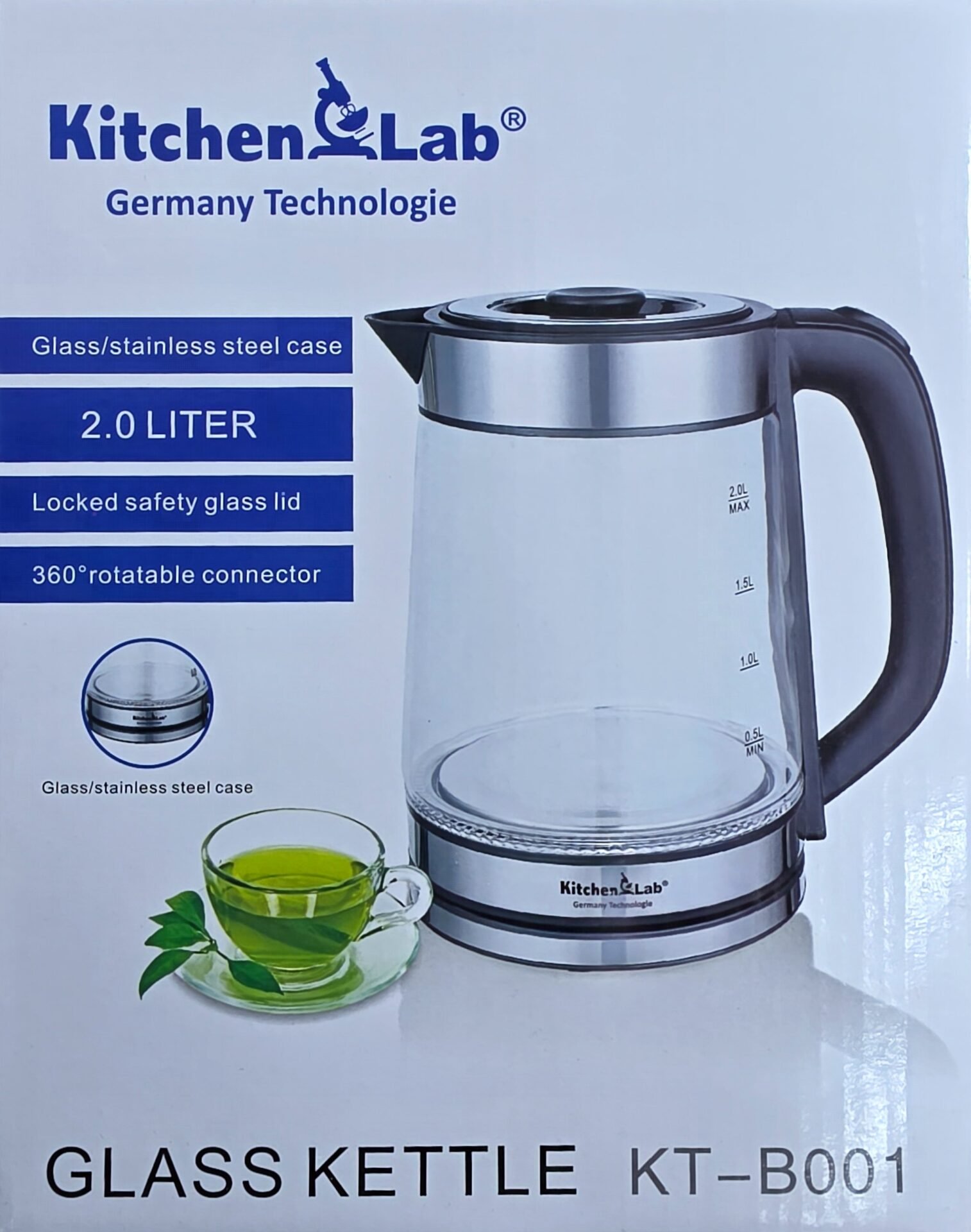 Bouilloire LED En Verre 2L 1500W KitchenLab KT-B001 – Image 3