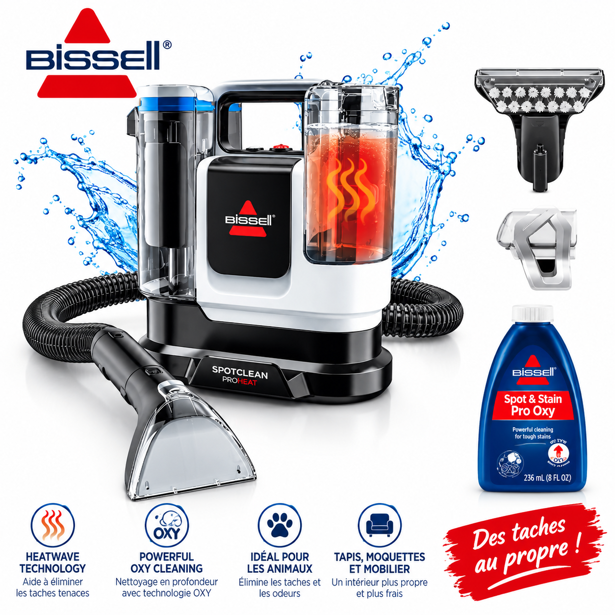 Nettoyeur de tache Bissell SpotClean ProHeat Advanced 1125W 3924N – Image 2