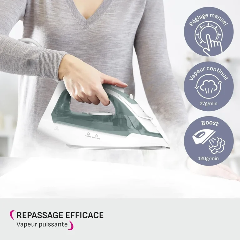 Fer À Repasser À Vapeur 2000W 240mL Avec Chauffe Rapide 30s Et Semelle Céramique Calor FV2C42C0 – Image 6