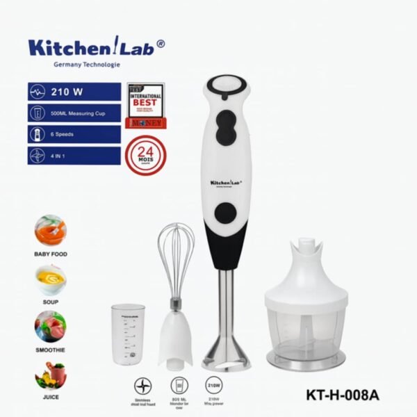 Bras Mixeur inox 4 en 1 KitchenLab 210W 500ML KitchenLab KT-H-008A – Image 3