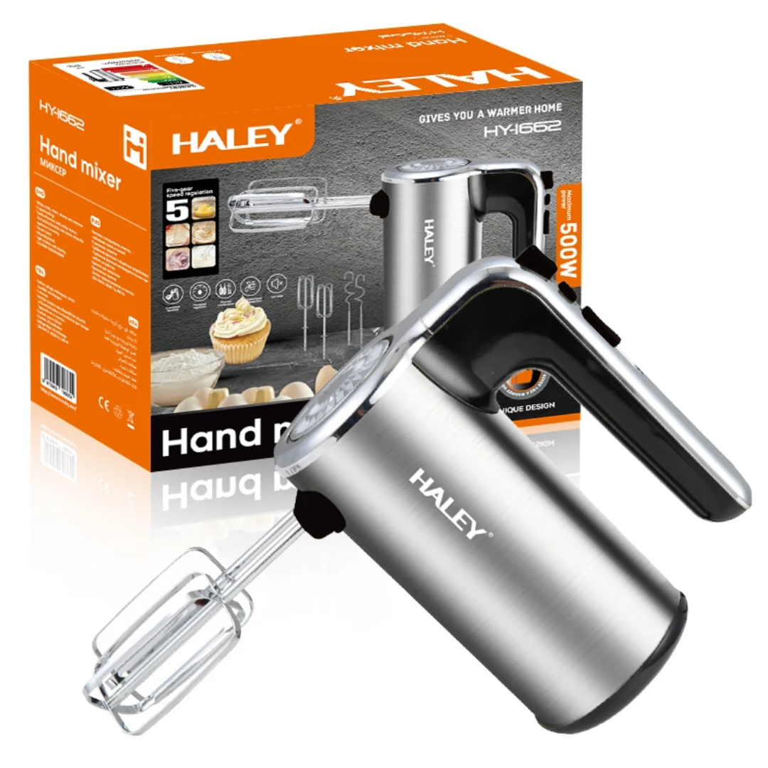 Batteur à main électrique en inox 500W avec Accessoires Haley HY-1662 – Image 3