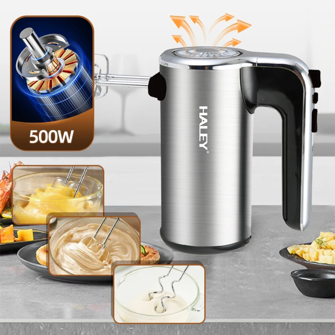 Batteur à main électrique en inox 500W avec Accessoires Haley HY-1662 – Image 4