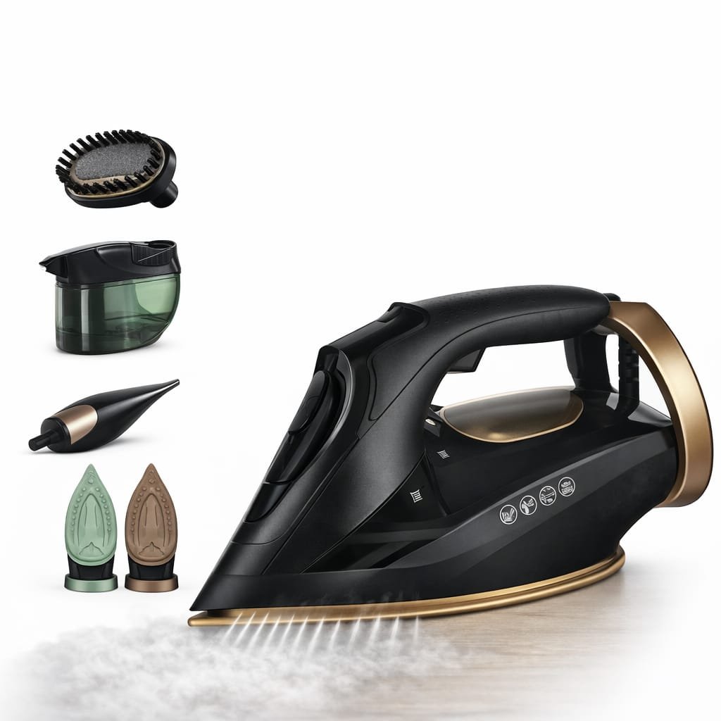 Fer à Repasser a Vapeur Céramique STEAM IRON 2200W Sonashi SI-5091C couleur noir et doré – Image 3