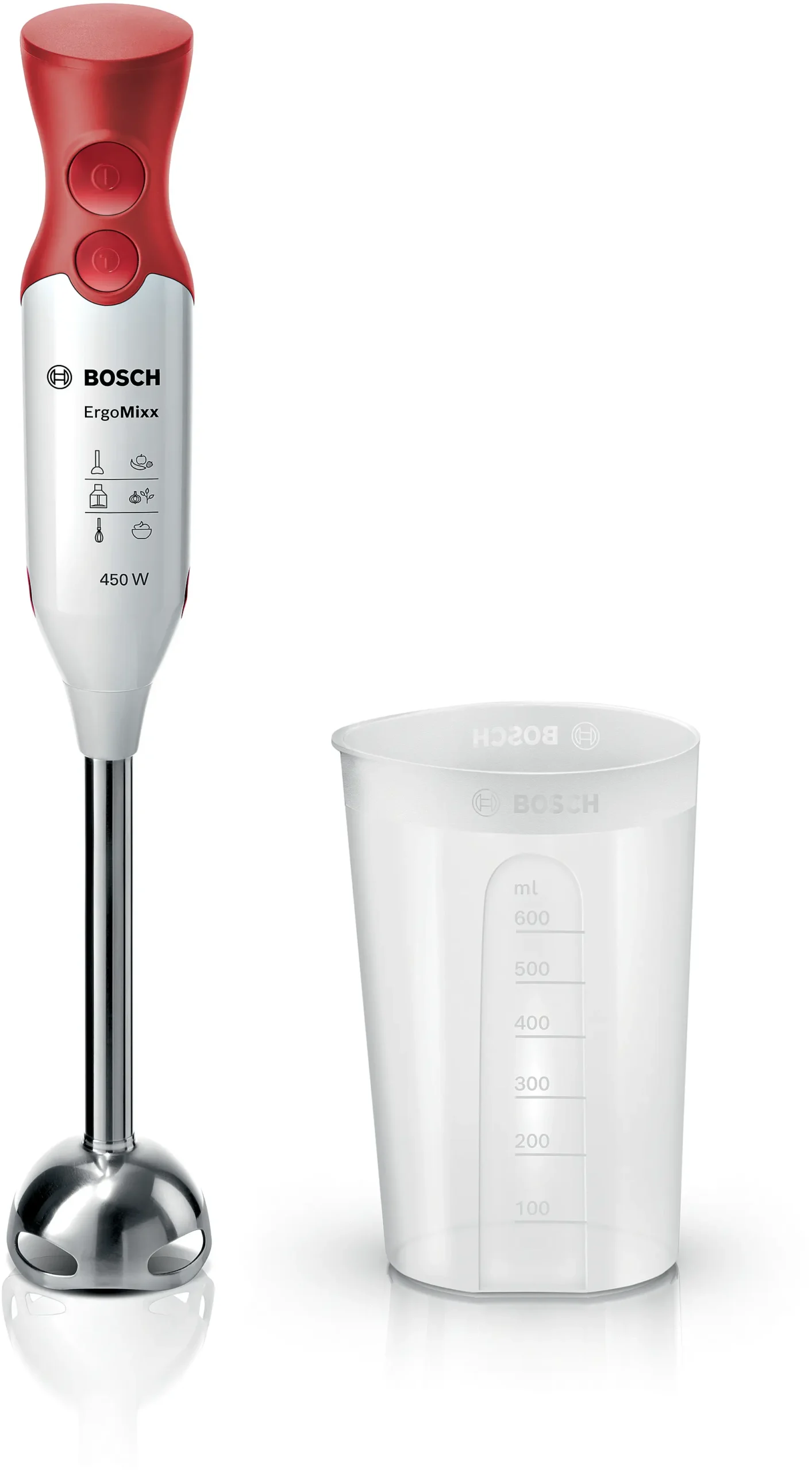 bras Mixeur plongeant BOSCH original ErgoMixx 450 W MSM64110 Blanc, rouge – Image 8